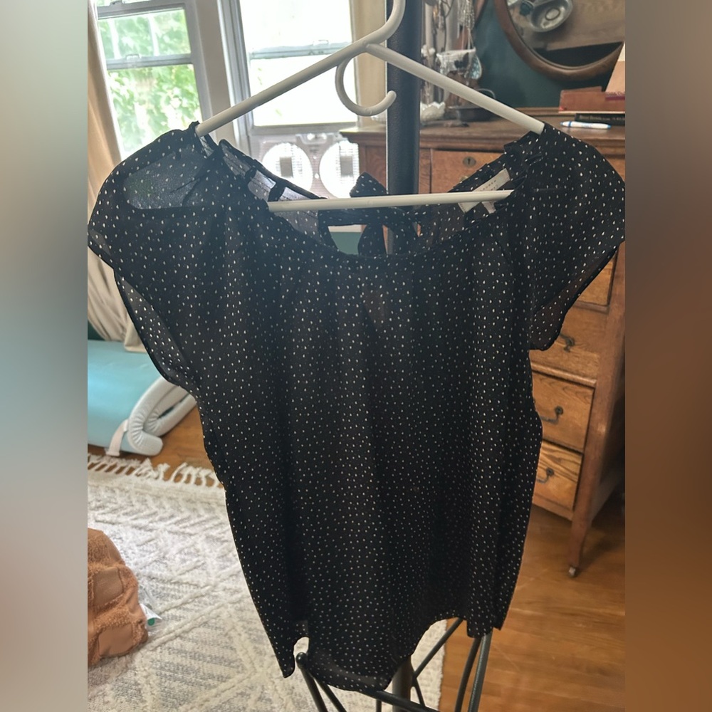 LC Lauren Conrad Black and White Polka Dot Blouse
